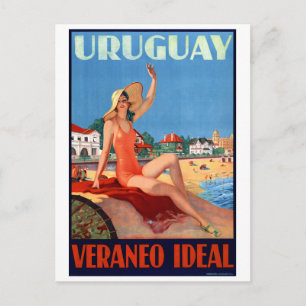 Cartão Postal Uruguai Veraneo - Poster de Viagens vintage ideal