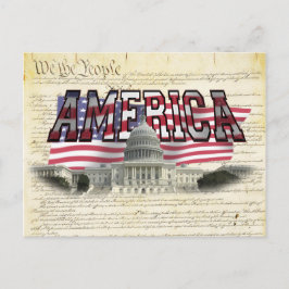 Cartão Postal US Capital Building American Flag Posta Card