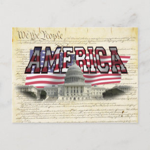 Cartão Postal US Capital Building American Flag Posta Card