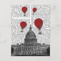 US Capitólio Building and Red Hot Air Balloons