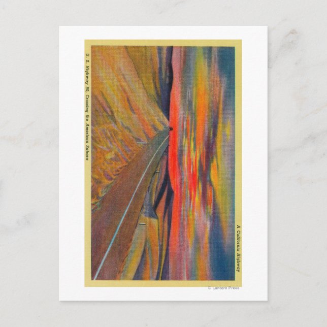 Cartão Postal US Highway 80 atravessando o Estado do Saara Ameri (Frente)