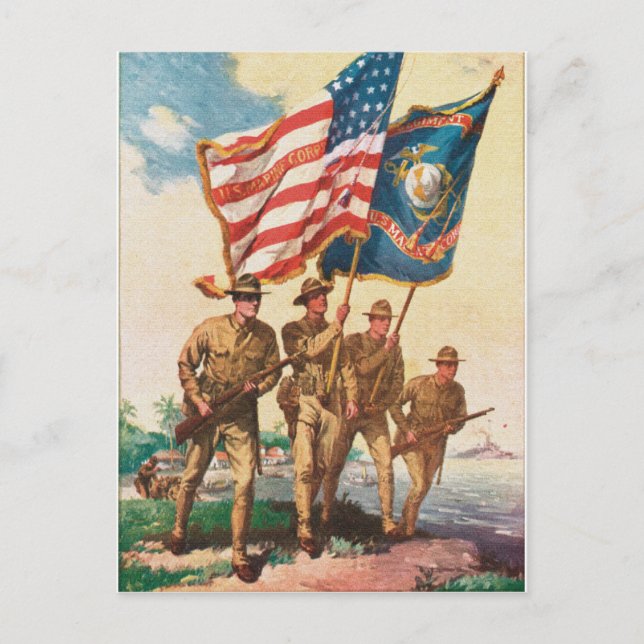 Cartão Postal US Marines WW 1 Poster vintage (Frente)