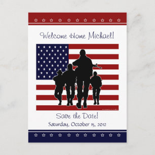 Cartão Postal US Militar Welcome Home Save the Date Postcard