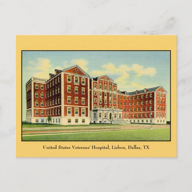 Cartão Postal US Veterans' Hospital, Lisboa, Dallas, TX (Frente)