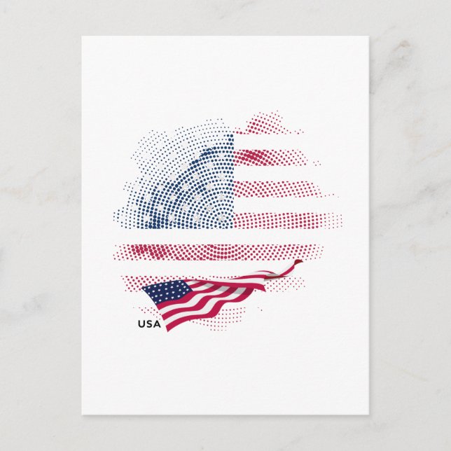 Cartão Postal USA flag (Frente)