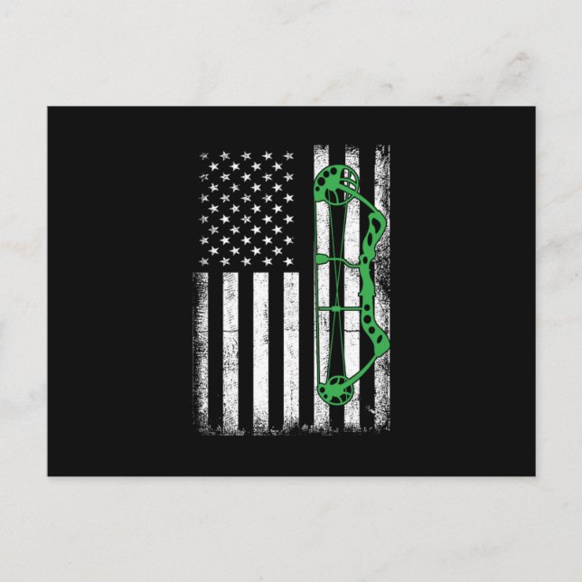 Cartão Postal USA Flag Arrow Bow Archery Bowman Shooting Archer  (Frente)