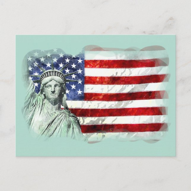 CARTÃO POSTAL USA FLAG & LIBERTY (Frente)