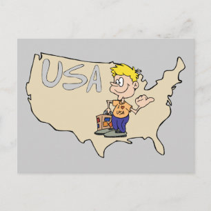 Cartão Postal USA Map Cartoon Art