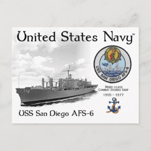 CARTÃO POSTAL USA O NAVIO DE STORES DE COMBATE AFS-6 DO SAN DIEG