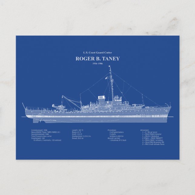 Cartão Postal USCG Roger B. Taney whec-37 – EUA (Frente)