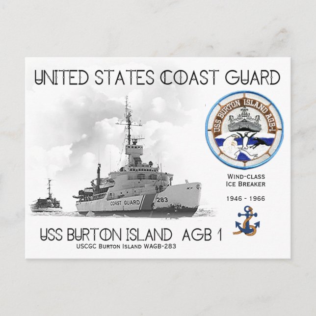 Cartão Postal USCGC Burton Island WAGB-283 Quebra-gelo (Frente)