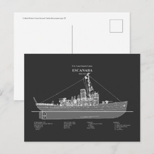 Cartão Postal USCGC Escanaba wpc-77 - PD