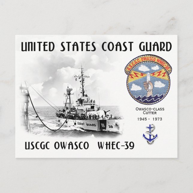 CARTÃO POSTAL USCGC OWASCO WHEC-39 CUTTER (Frente)