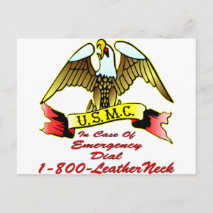 Cartão Postal USMC Em Caso De Discagem De Emergência 1-800-Couro