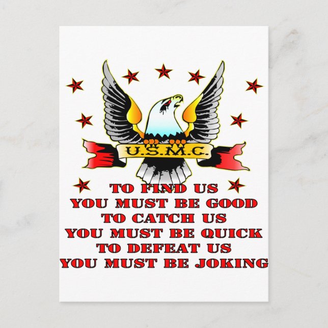Cartão Postal USMC nos encontra nos pegue derrotar a nós que voc (Frente)