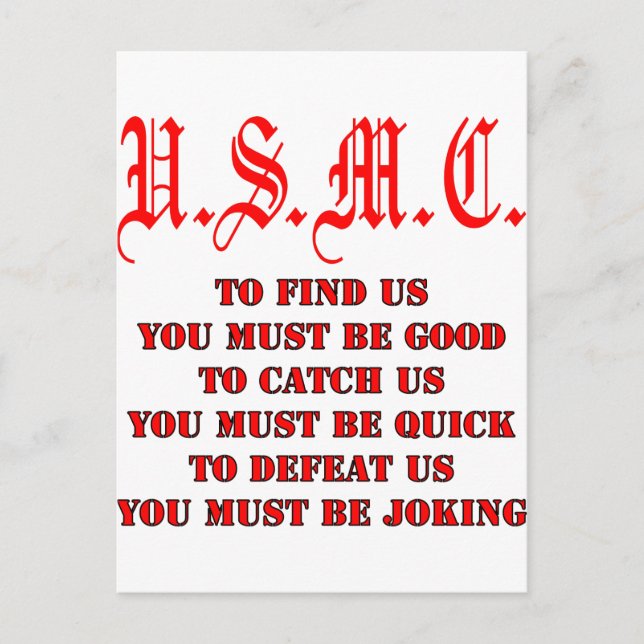 Cartão Postal USMC para encontrar capturas ou derrotar-nos (Frente)