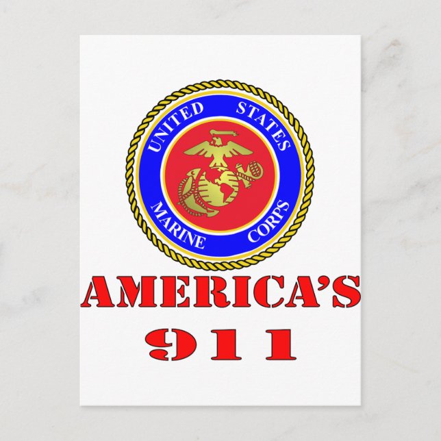 Cartão Postal USMC United States Marine Corps America's 911 (Frente)