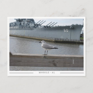 Cartão Postal USS Alabama & Seagull – Mobile, AL Lembrança