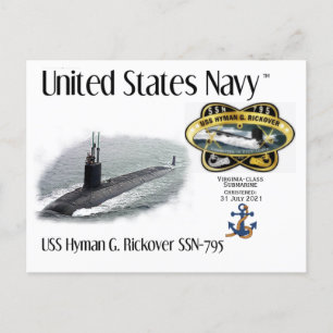 Cartão Postal USS HYMAN G. RICKOVER SSN- 795 SUBMARINE a POSTCAR