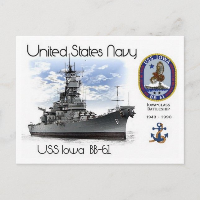 Cartão Postal USS IOWA BB-61 BATTLESHIP - Cartão-postal (Frente)