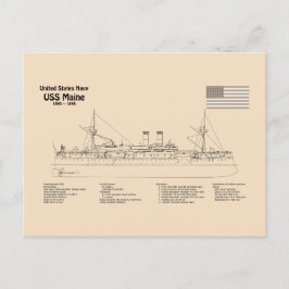 Cartão Postal USS Maine - Plantas de Projeto de Navio SD