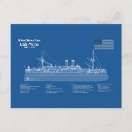 Cartão Postal USS Maine - Ship Blueprint Planos ABD