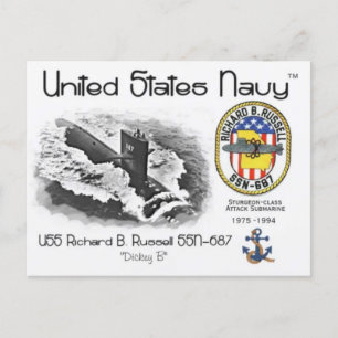Cartão Postal USS RICHARD B. RUSSELL SSN- 687 SUBMARINE Postcard