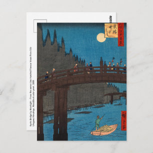 Cartão Postal Utagawa Hiroshige - Ponte de Kyoto pela Lua