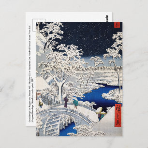 Cartão Postal Utagawa Hiroshige - Ponte do Tambor em Meguro