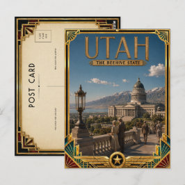 Cartão Postal Utah Arte Deco Vintage Era de Ouro