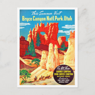 Cartão Postal Utah, Bruce canyon national park, viagens vintage