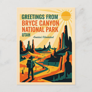Cartão Postal Utah – Parque Nacional Bryce Canyon Retro 1930s