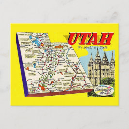 Cartão Postal Utah Retro Map Postcard Postcard