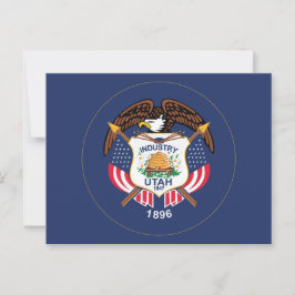 Cartão Postal Utah State Flag Modern Beehive Star Land of Zion