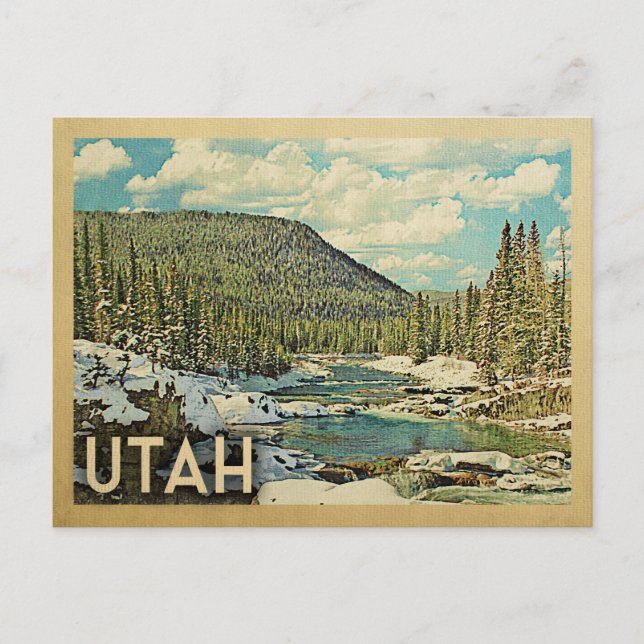 Cartão Postal Utah Viagens vintage Snowy Winter Nature (Frente)