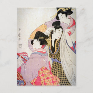 Cartão Postal Utamaro Geishas com Cliente Tipsy
