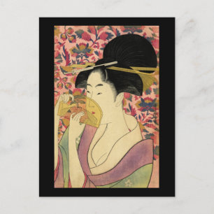 Cartão Postal Utamaro Kitagawa Kushi Comb