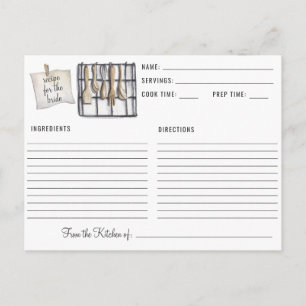 Cartão Postal Utensílios de Cozinha Aquarela Chá de Panela Recei