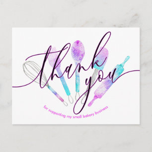 Cartão Postal Utensílios de padaria de confeitaria holográficos