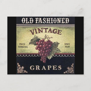 Cartão Postal Uvas de moda antiga, vinho púrpura e vinho preto