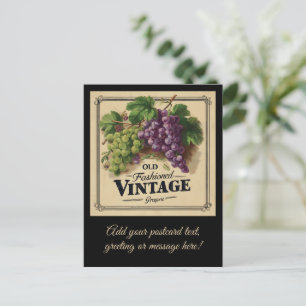 Cartão Postal Uvas de moda antiga, vinho púrpura e vinho preto