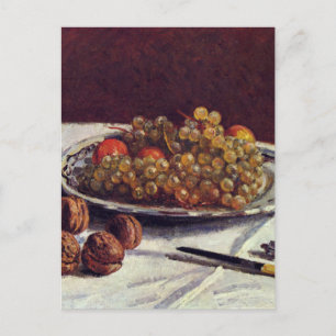 Cartão Postal Uvas e nozes em um Impressionista Sisley de Mesa
