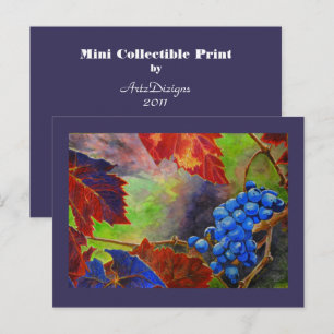 Cartão Postal Uvas em Mini Impressões Colecionáveis de Vinha