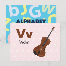 Cartão Postal V é para Violin - Placa Flash Alfabet