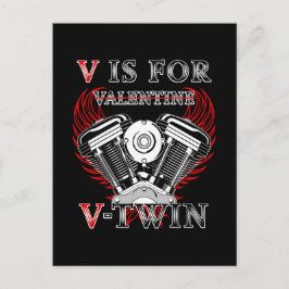 Cartão Postal V is for Valentine, V-Twin Motorcycle. Biker