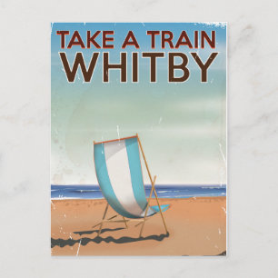 Cartão Postal Vá de trem até Whitby pôster de viagem vintage