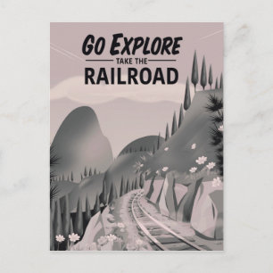 Cartão Postal Vá Explorar pegue a Ferrovia
