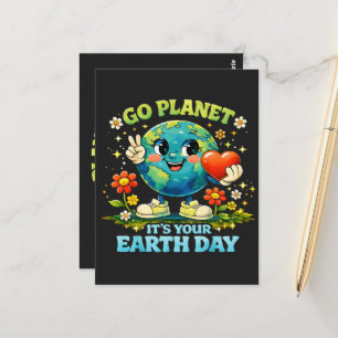 Cartão Postal Vá Planeta É o Seu Dia da Terra verde