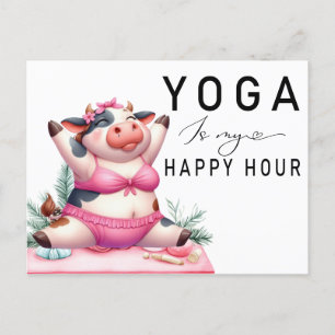 Cartão Postal Vaca de Yoga é minha mulher da hora feliz posando 