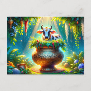 Cartão Postal Vaca decorada no Pote de Portugal